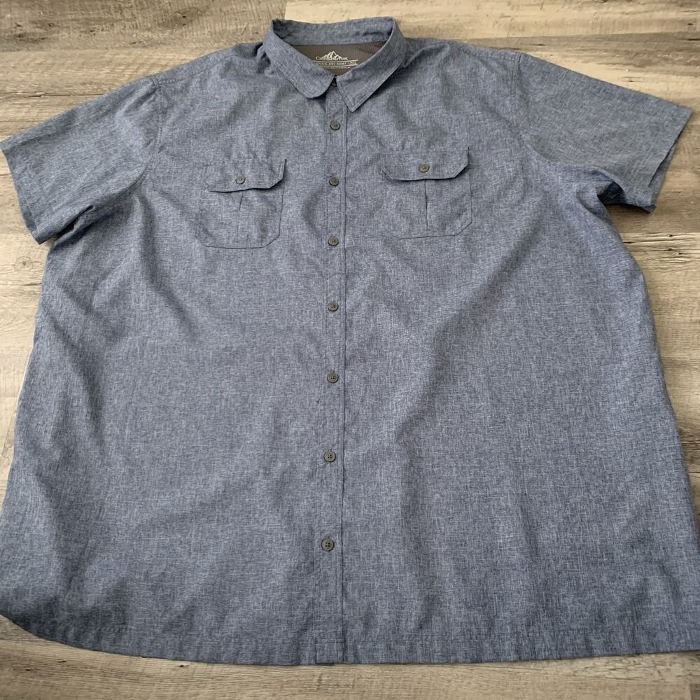 Croft & Barrow Quick Dry Shirt Mens 4XB Blue Performance Vented Button Up 4XL